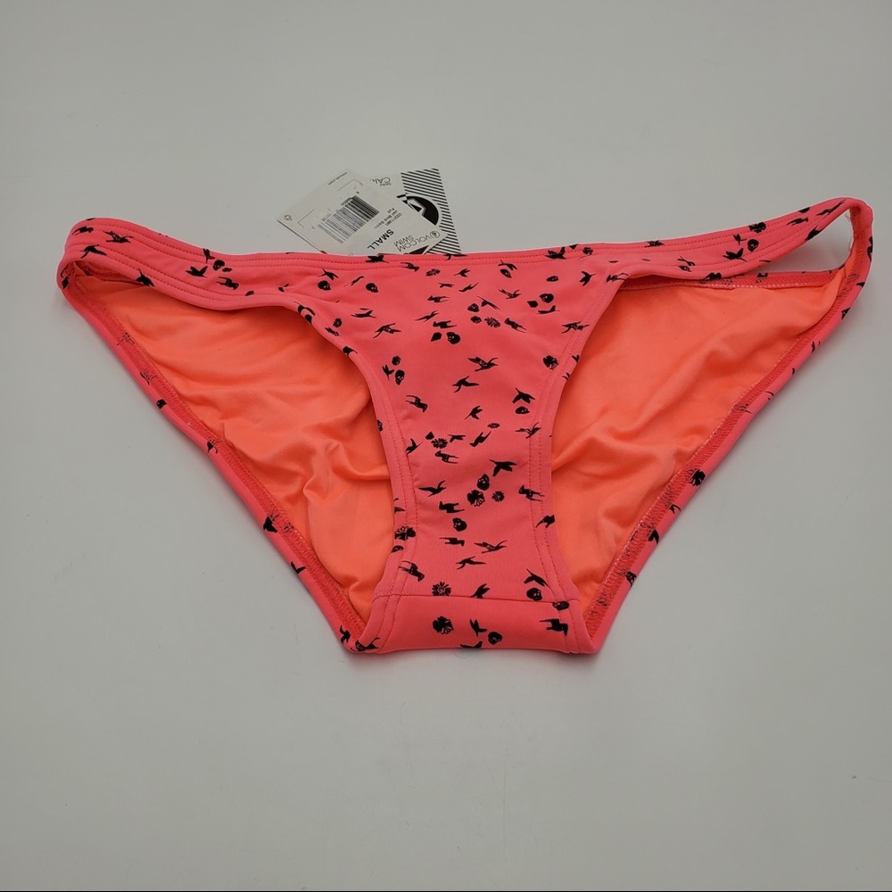 Volcom Neon Pink Bikini Bottom Bird Flower Swim